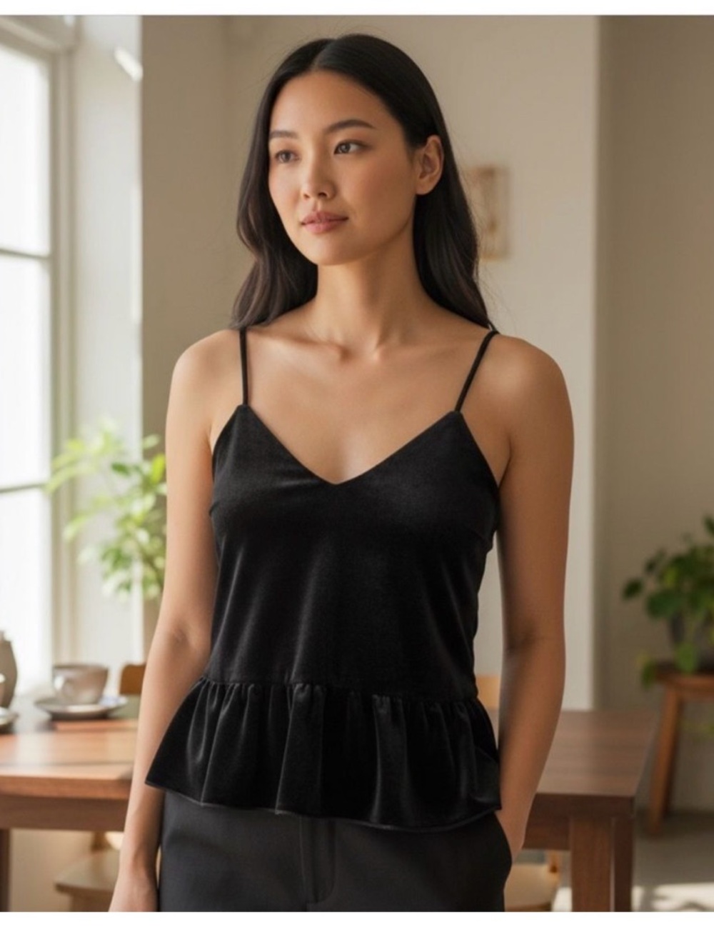 JCrew Velvet Peplum Tank Top